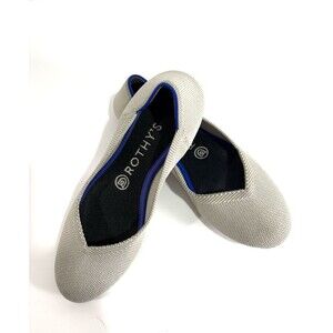 Rothy's The Flat Round Toe Slip On Knit Shoes Women's Beige/Gray Sz 7.5